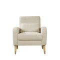 Mid Century Modern Accent Chair, Upholstered Armchair Living Room Chair, Comfy Single Sofa Chair With Metal Legs, Polyester Fabric Chair For Living Room Bedroom White Sherpa