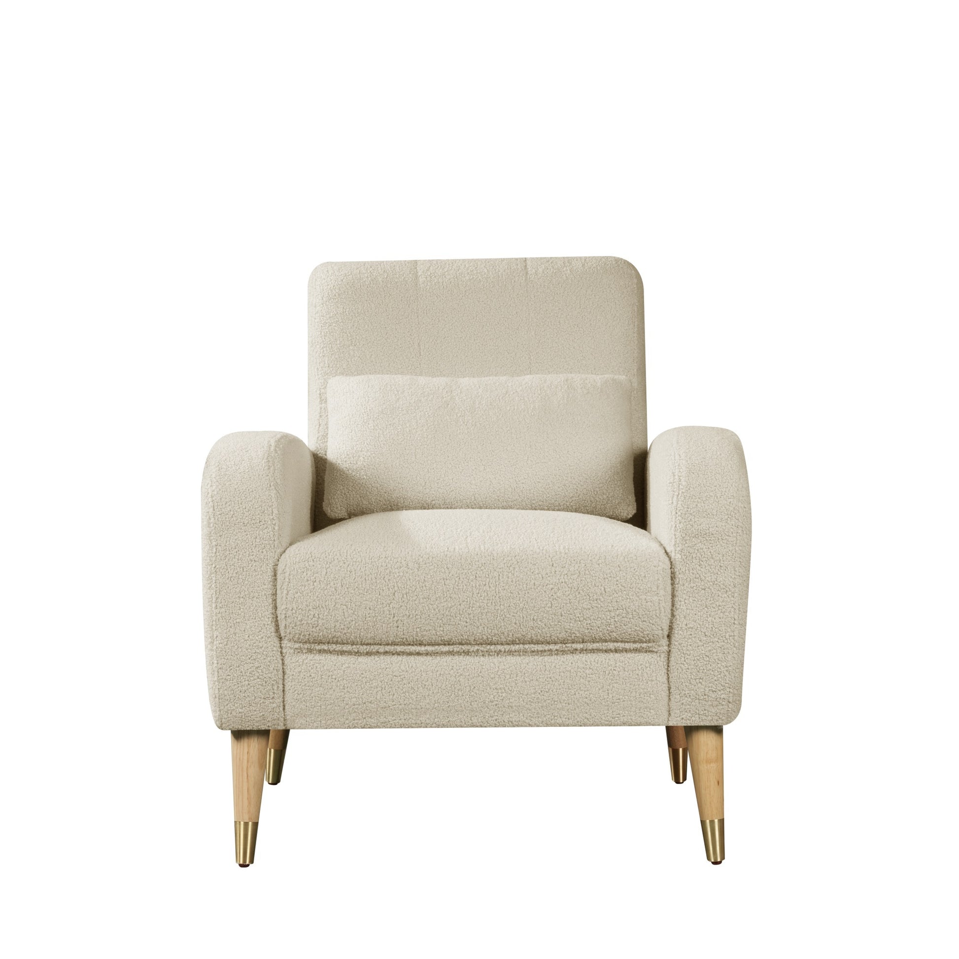 Mid Century Modern Accent Chair, Upholstered Armchair Living Room Chair, Comfy Single Sofa Chair With Metal Legs, Polyester Fabric Chair For Living Room Bedroom White Sherpa