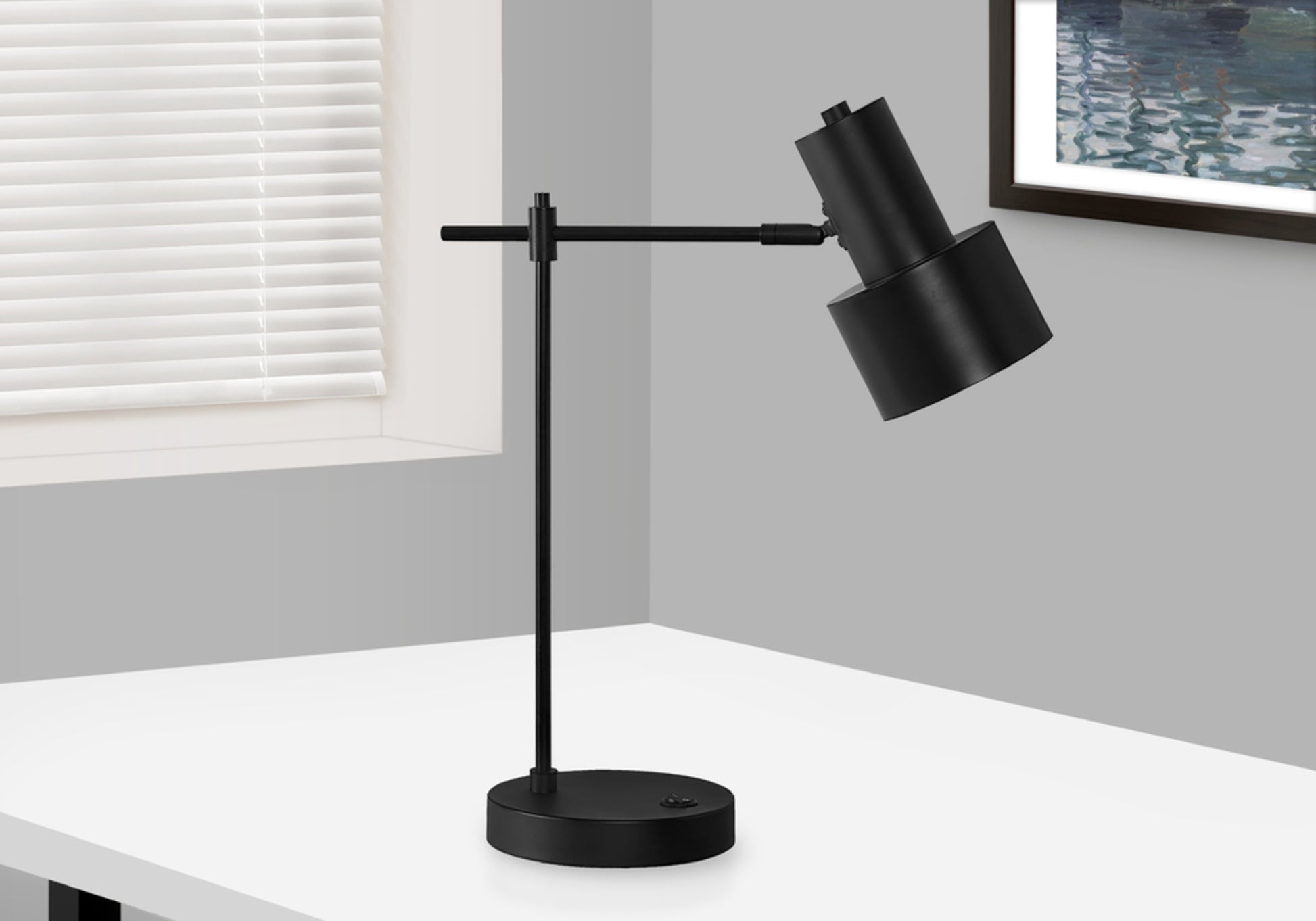 Lighting, 21"H, Table Lamp, Usb Port Included, Black Metal, Black Shade, Modern Black Metal