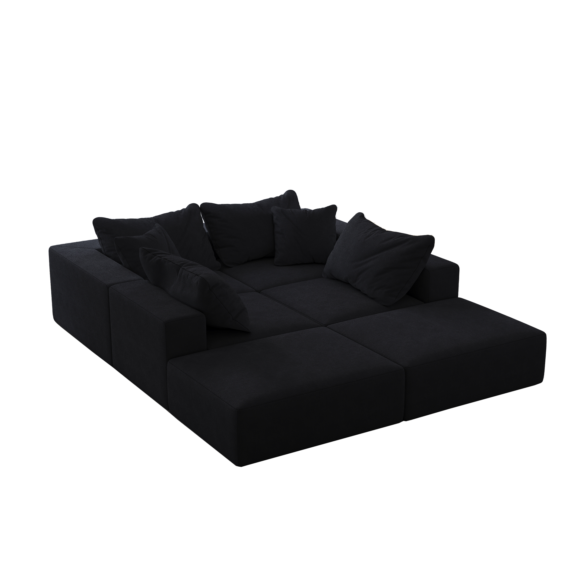 Oversized Sponge Cloud Sofa,Modern Upholstered Sectional Sofa Couch Set,Modular 162" L Shaped Sectional Living Room Sofa Set With 6 Pillows,Free Combination Sofa Couch For Living Room,Bedroom Black Foam Chenille 6 Seat