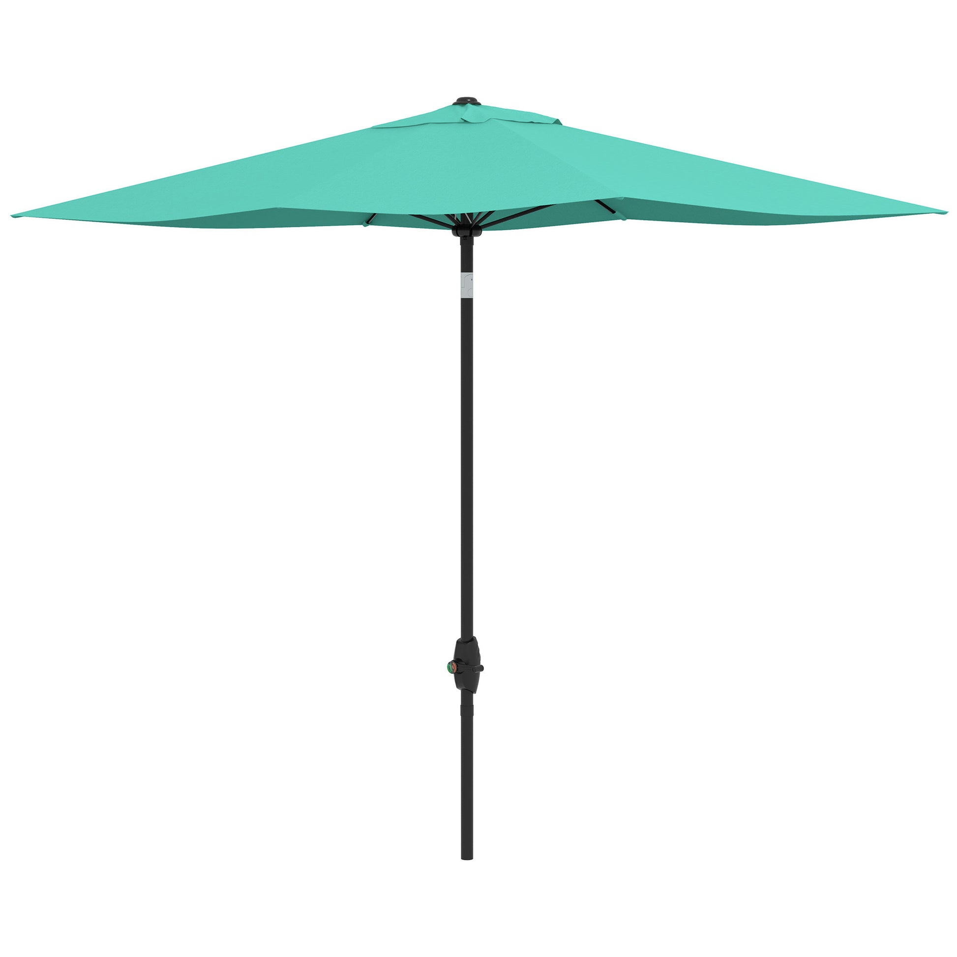 Outsunny 6.5' X 10' Rectangular Market Umbrella, Patio Outdoor Table Umbrella With Crank And Push Button Tilt, Teal Green Steel