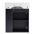 Video 21.6 Inch Modern Floating Bathroom Vanity With Ceramic Basin Perfect For Small Bathrooms, Right Side Storage Black Bathroom Ceramic Mdf
