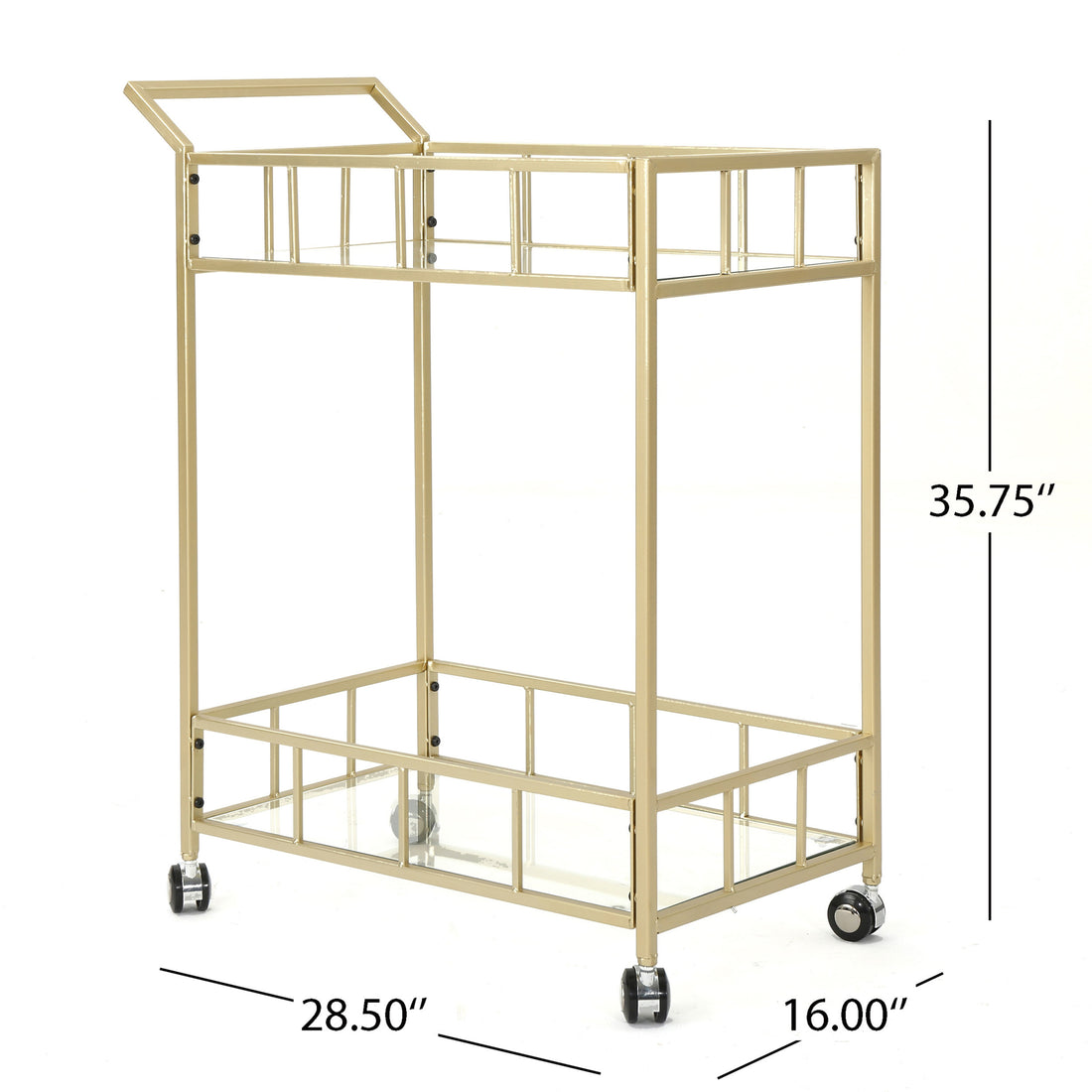 Bar Cart Gold Glass Metal