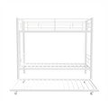 Heavy Duty Sturdy Meta Twin Over Twin With Trundle Bunk Bed L Noise Reduced Safety Guardrail No Box Spring Needed,White Box Spring Not Required Twin White Metal