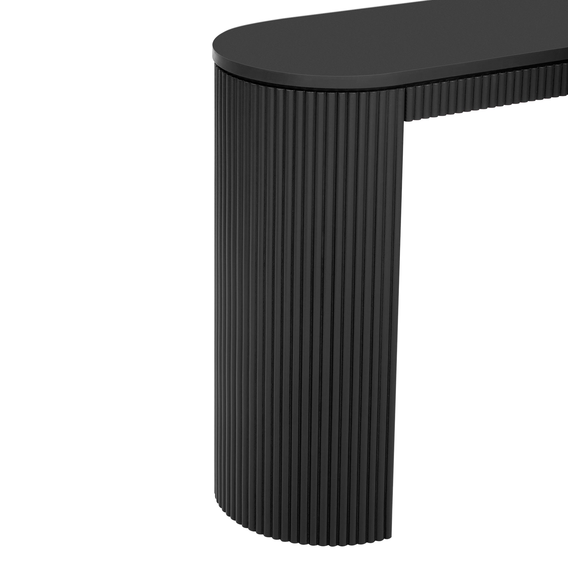 Curved Design Console Table With Unique Vertical Stripe Design ,Suitable For Living Room,Study And Entrance Black Mdf