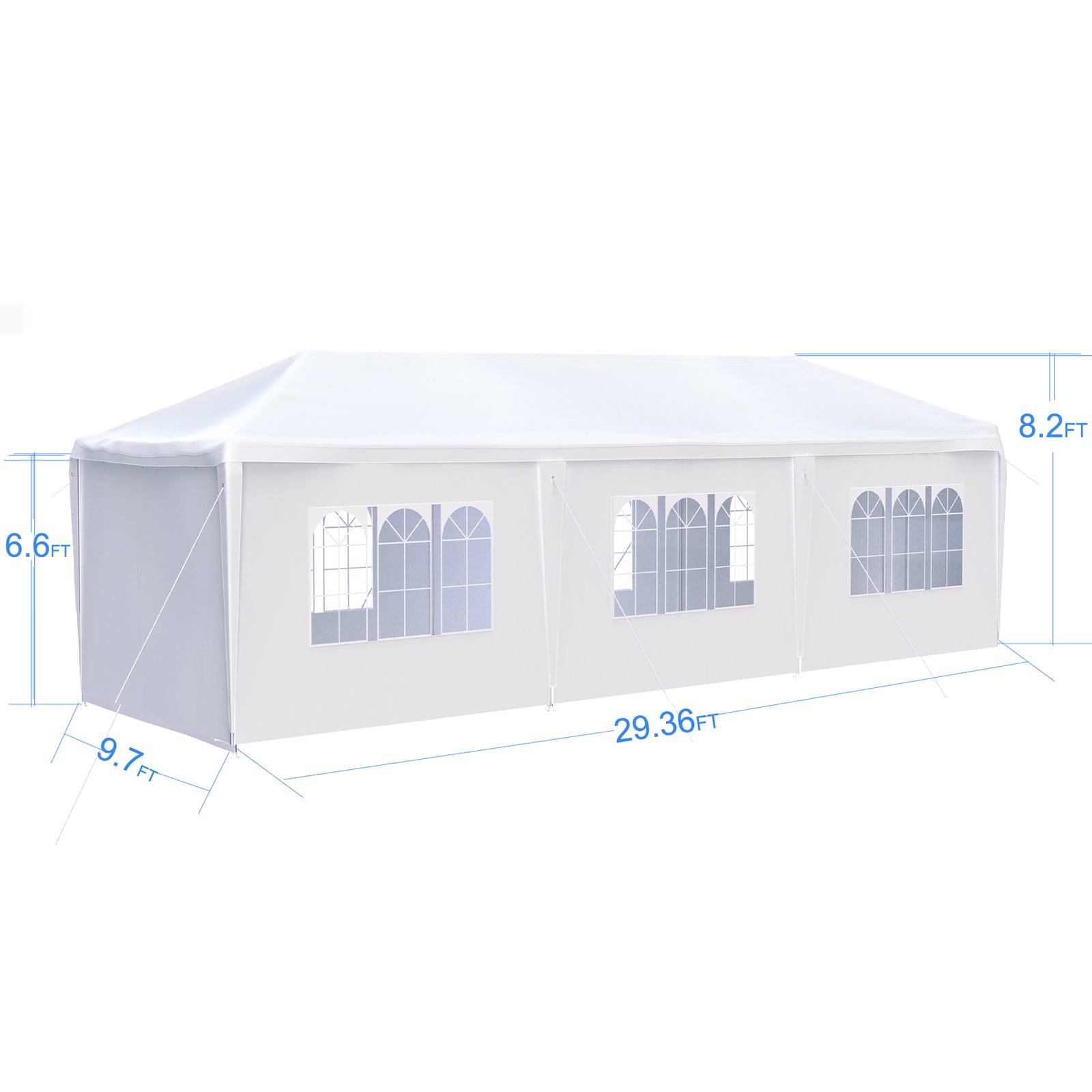 10X30' Wedding Party Canopy Tent Outdoor Gazebo With 8 Removable Sidewalls White Metal