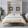 Queen Size Half Self Close And Open Murphy Bed Cabinet Space Saving Bed Perfect For Guest Room, For Bed Room, Guest Room, Home Office, Rustic White Box Spring Not Required Queen Rustic White Wood White Pine Murphy Pine