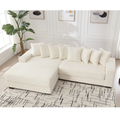 Arrived Oversized Two Piece Couches, L Shaped Sofa, Corduroy, Left Chaise Daybed,With Armrests,Eight Throw Pillows,Corner Sofa,Easy To Assemble, Beige Beige Polyester Wood Primary Living Space Pillow Back Medium Soft Modern Square Arms Wood 3 Seat