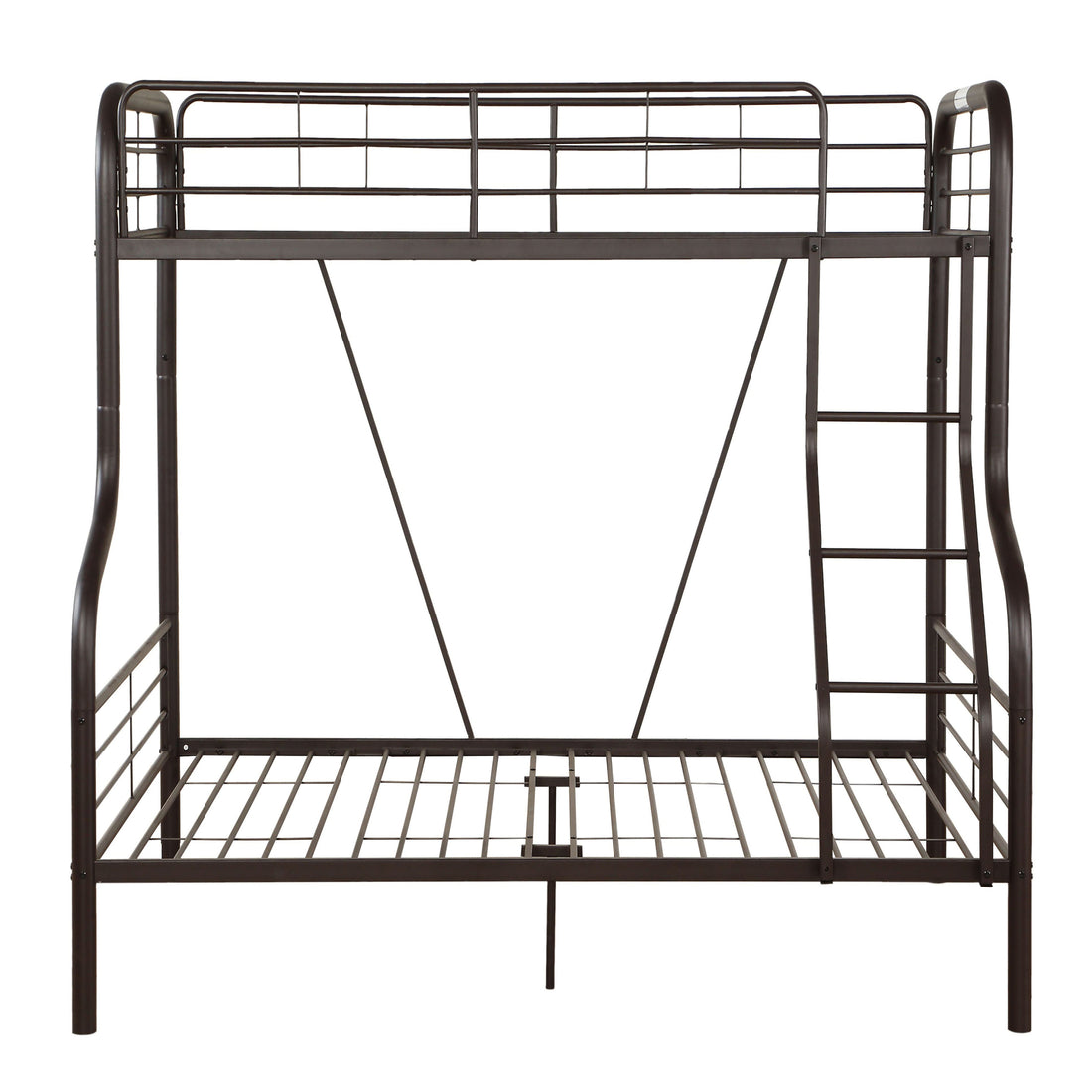 Sandy Black Twin Over Full Bunk Bed With Built In Ladder Black Metal