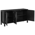 Sideboard With Curved Swirl Patterned Doors And Artistic Three Door Design,Suitable For Living Rooms,Entrance And Study Black Primary Living Space American Design Mdf