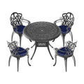 35.43 Inch Cast Aluminum Patio Dining Table With Black Frame And Umbrella Hole Dining Set Black Rust Resistant Frame Garden & Outdoor Complete Patio Sets Aluminium