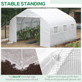 Outsunny 12' X 10' X 7' Walk In Greenhouse, Tunnel Green House With Zippered Mesh Door And 6 Mesh Windows, Gardening Plant Hot House With Galvanized Steel Frame, White White Steel