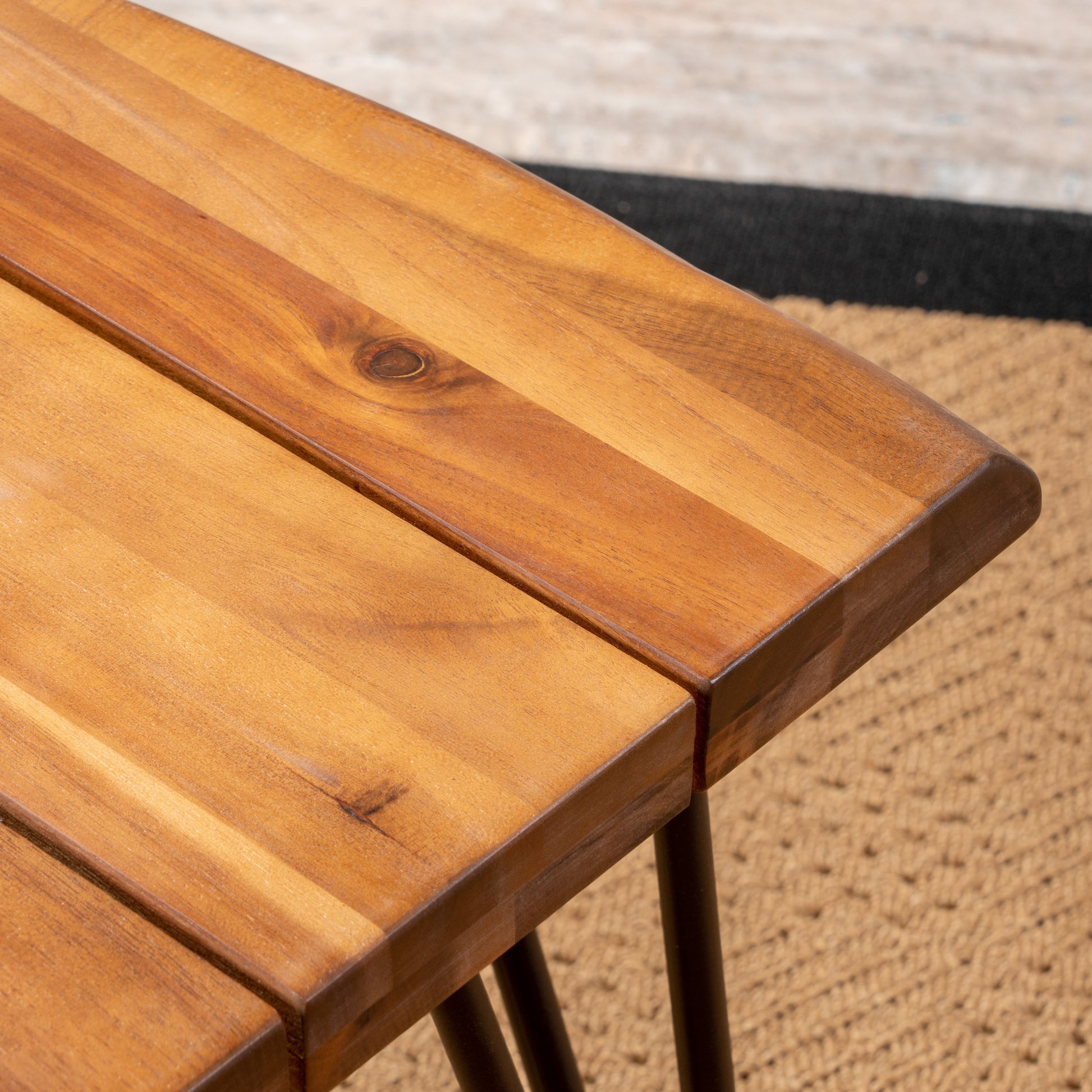 Zion Industrial Wood And Metal Accent Table Teak Metal & Wood