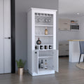 Lafayette Bar Cabinet With 4 Bottle Rack, Upper Glass Holder And Dual Door Design White Primary Living Space Modern Shelves Included Particle Board