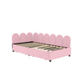 Twin Size Upholstered Daybed With 2 Drawers, Velvet Sofabed With Soft Fabric Headboard, No Box Spring Needed, Pink Twin Pink Wood Fabric