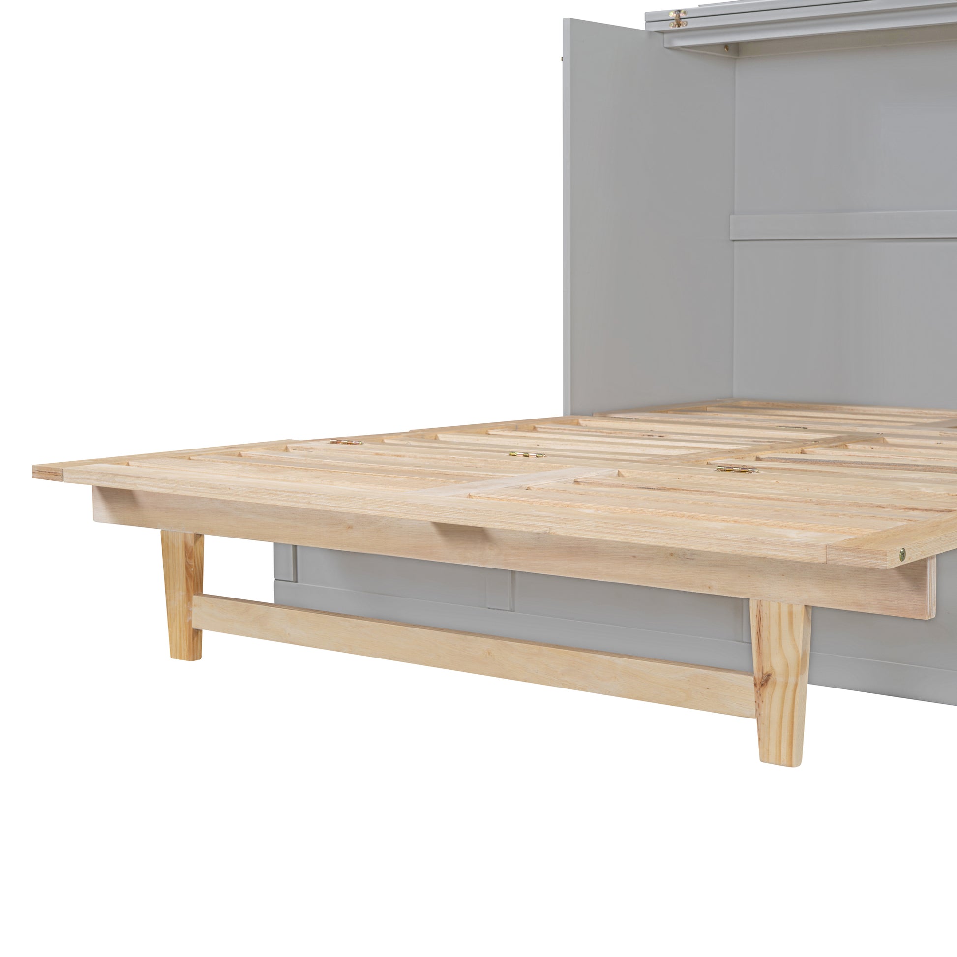 Full Size Murphy Bed With Large Drawers,Gray Full Gray Plywood