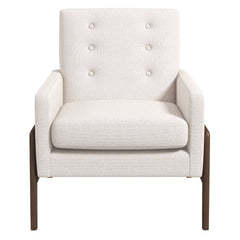Cole Solid Wood Lounge Chair Beige Fabric