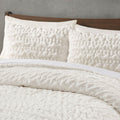 Ruched Fur Down Alternative Comforter Set Queen Ivory Polyester