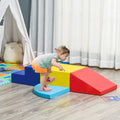 Qaba Foam Play Set For Toddlers And Children, Easy To Clean 4 Piece Soft & Safe Kids Climbing Set For Crawling Or Sliding, Multicolor Colorful Pu