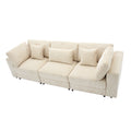 105'' 3 Seater Sofa With Removable Back Cushions And 5 Pillowsfor Living Room, Apartment, Spacious Space Beige Polyester 3 Seat