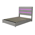 Upholstered Platform Queen Size Hydraulic Storage Bed, Lift Up Storage Bed With Rgb Led Light Headboard, No Box Spring Needed,Velvet,Gray Queen Gray Velvet Wood Metal