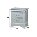 Louis Philippe Platinum Finish Nightstand Silver Grey Synthetic Wood