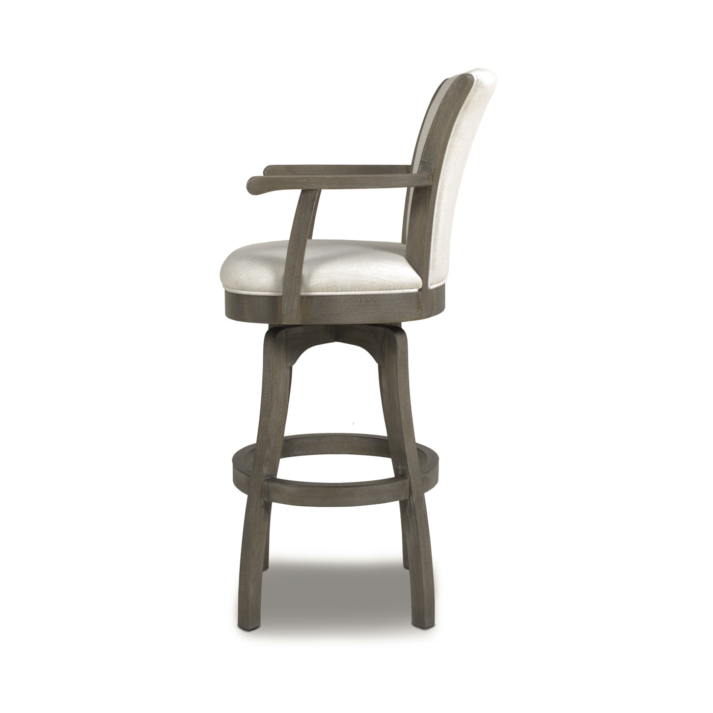 Williams 31 Swivel Bar Stool With Armrests, Natural White Linen White Foam Linen