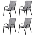 4 Piece Patio Chairs, Outdoor Camping Chairs Withtextilene Fabric, Set Of 2 Garden Chairs With Armrest High Backrest For Garden Patio Pool Beach Yard Space Saving Grey Grey Steel