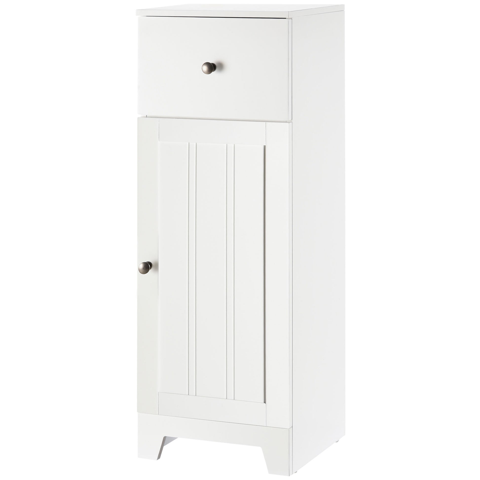 Kleankin Short Bathroom Storage Cabinet, Cabinet Organizer With 1 Drawer And Adjustable Shelf For Living Room, White White Mdf