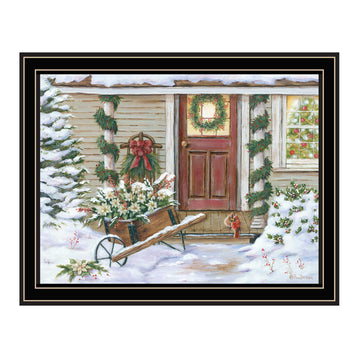 Holiday Porch Black Framed Wall Art For Living Room, Farmhouse Wall Art Print For Home Decor, Bedroom Wall Art By Pam Britton Multicolor Wood Paper