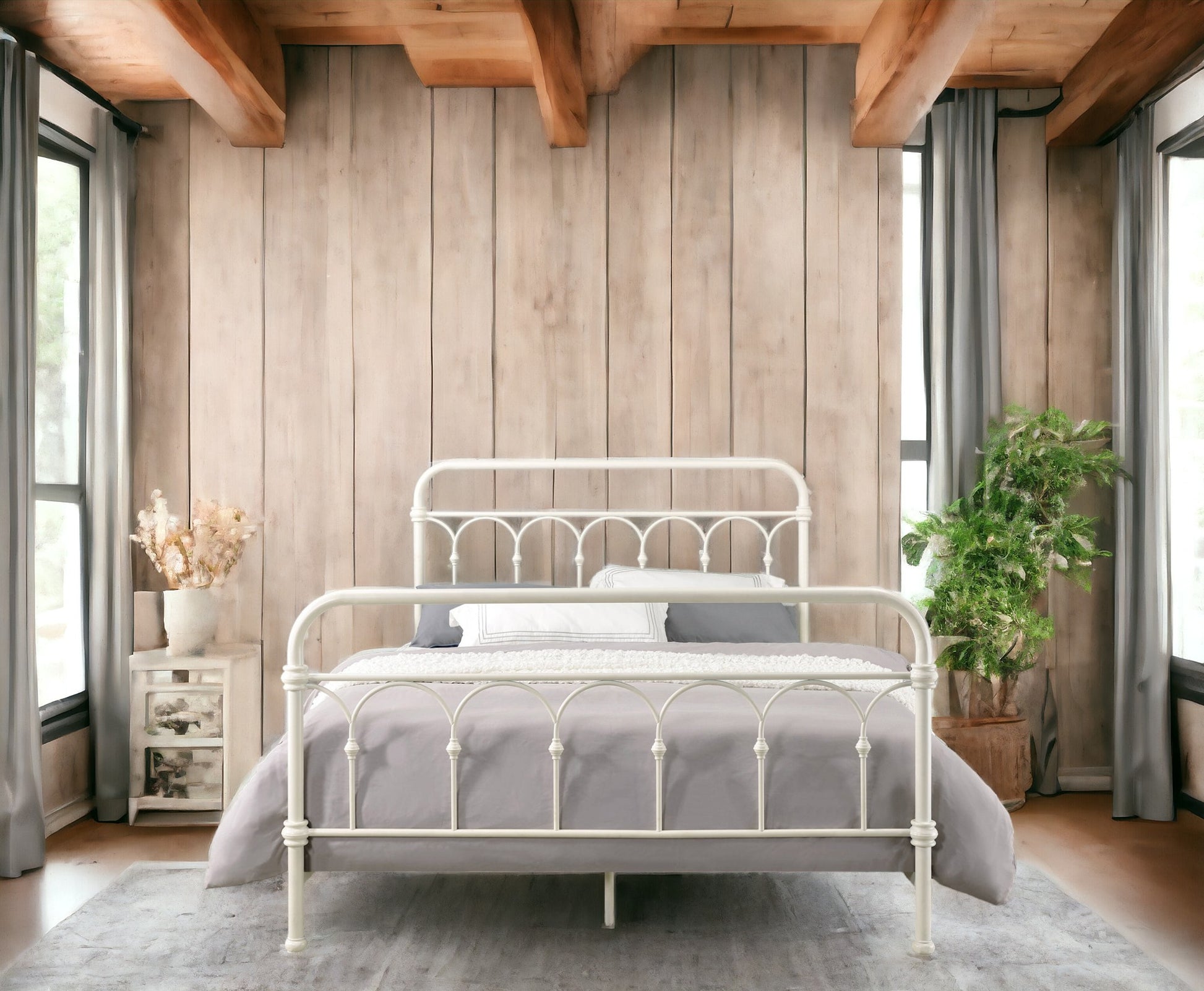 Citron White Finish Full Bed White Metal
