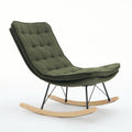 Lazy Rocking Chair,Comfortable Lounge Chair With Wide Backrest And Seat Wood Base, Upholstered Armless Rocker Chair For Living Room, Balcony,Bedroom And Patio Porch. Dark Green Cushion Iron Dark Green Primary Living Space Sponge Square Casual Rocking