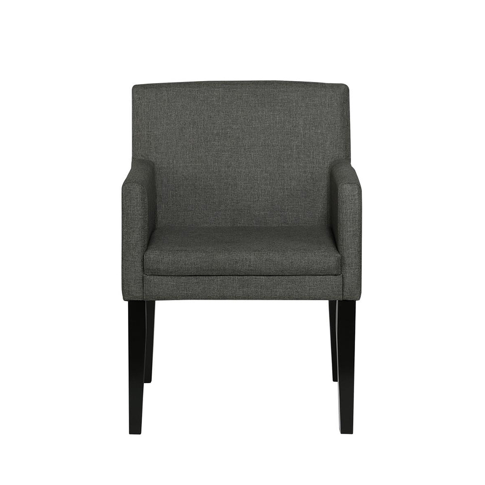 Set Of 2 Charcoal Grey Fabric Upholstered Dining Arm Chairs, Grey Solid Grey Dining Room Rectangular Arm Chair Set Of 2 Fabric,Mdf