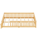 Queen Size Bed Floor Bed With Safety Guardrails And Door For Kids, Natural Expect Arrival Date 2024.7.26 , Old Sku W158090701 Queen Natural Pine