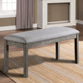 Gray Color Dining Bench Padded Seat 1Pc Bench Kitchen Dining Room Wire Brushed Finish Gray Dining Room Classic,Modern,Transitional Rubberwood Fabric,Solid Wood