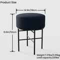 2 Pcs Round Cushioned Vanity Stool, Linen Upholstered Vanity Stool For Makeup Room, Modern Soft Stool For Bar And Dining, Ottoman Footrest Stool With Metal Legs For Living Room, Bedroom Black Black Vanity Stools Bedroom Round Minimalist,Modern Stackable