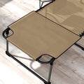 Outsunny 2 Piece Folding Chaise Lounge With 5 Level Reclining Back, Outdoor Tanning Chair With Reading Face Hole, Outdoor Lounge Chair With Side Pocket & Headrest For Beach, Yard, Patio, Beige Beige Steel
