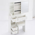 Small Size Left Drawer Desktop Vanity Table Cushioned Stool, Extra Large Sliding Mirror, Multi Layer, High Capacity Storage Fashionable Dresser, Suitable For Small Space, Epa,Gcc,Ul Certificate