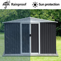 Outdoor Storage Garden Bike Shed 8X6 Feet Apex Roof Dark Grey With Aluminum Alloy Frame And Sliding Door Grey Garden & Outdoor Metal