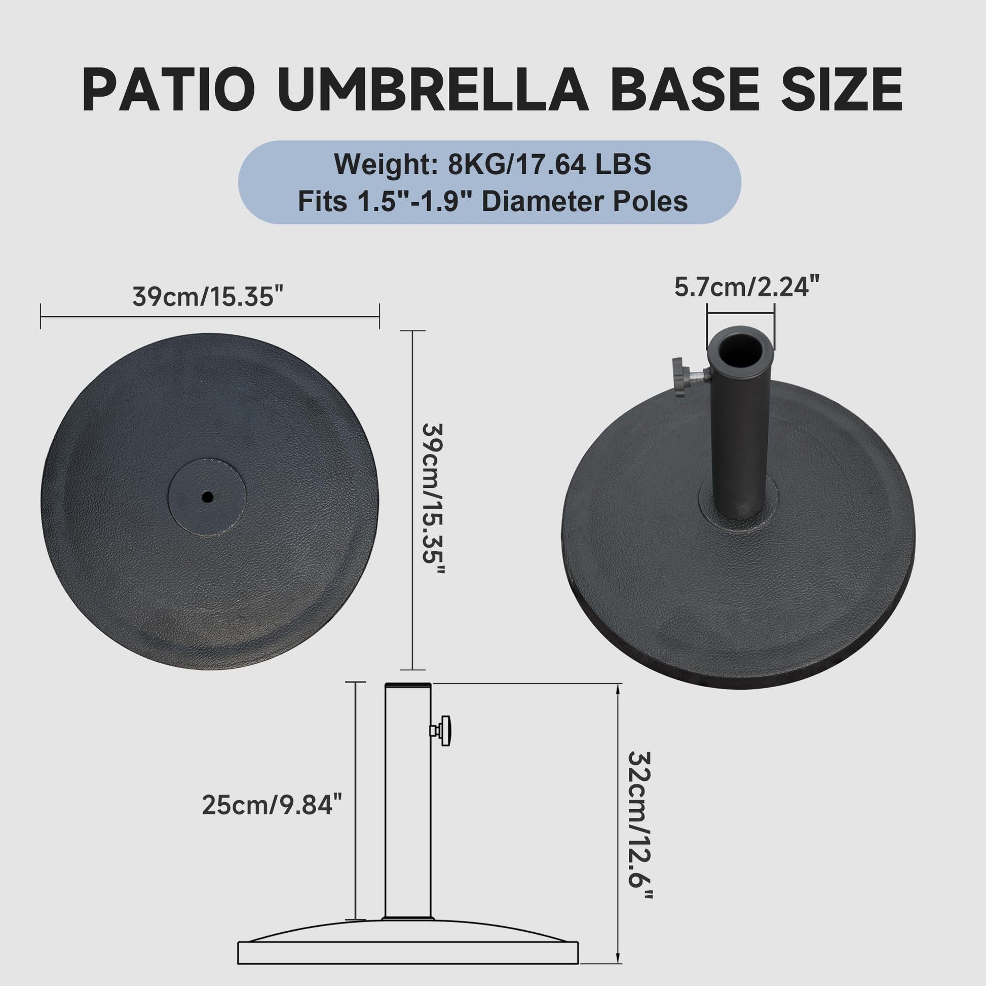 Patio Umbrella Base, Umbrella Stand Base With Adjustable Knob, Patio Table Umbrella Base For Outdoor 1.5'' 1.9'' Market Umbrella Heavy Duty Umbrella Holder, Black Black Resin