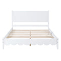 Full Size Wood Platform Bed Frame, Retro Style Bed With Rectangular Headboard,No Need Box Spring,White Full White Wood