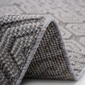 Naar Guros Collection 2X8 Grey White Geometric Indoor Outdoor Area Rug Grey White Polypropylene