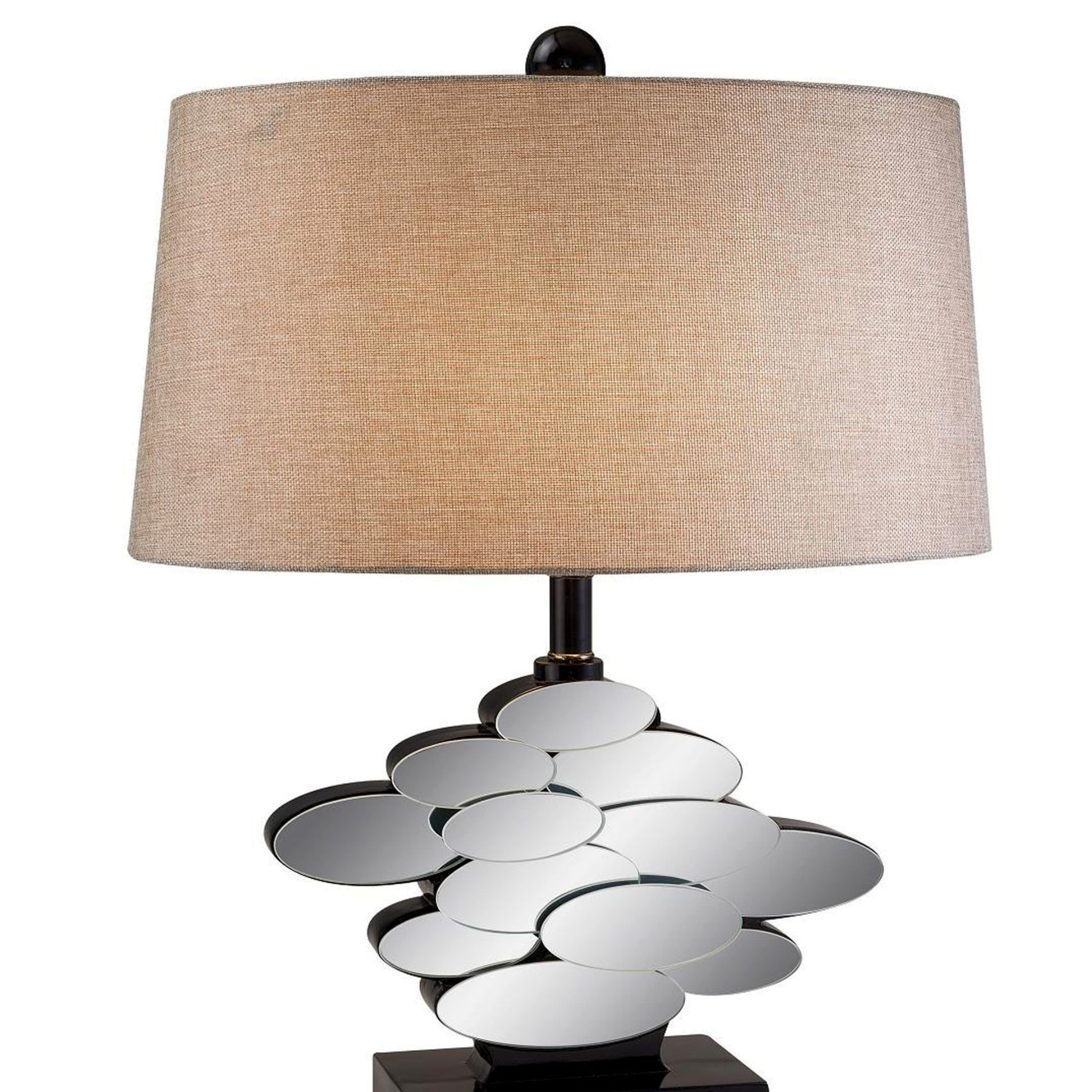 25.5" Tall Polyresin Table Lamp With Bronze Finish And Glass Accents Beige Black Metal