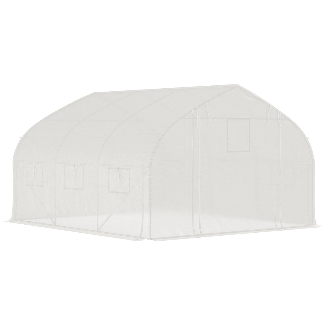 Outsunny 11.5' X 10' X 6.5' Walk In Tunnel Greenhouse, Green House With Zippered Mesh Door, 7 Mesh Windows & Roll Up Sidewalls, Upgraded Gardening Plant Hot House With Galvanized Steel Hoops, White