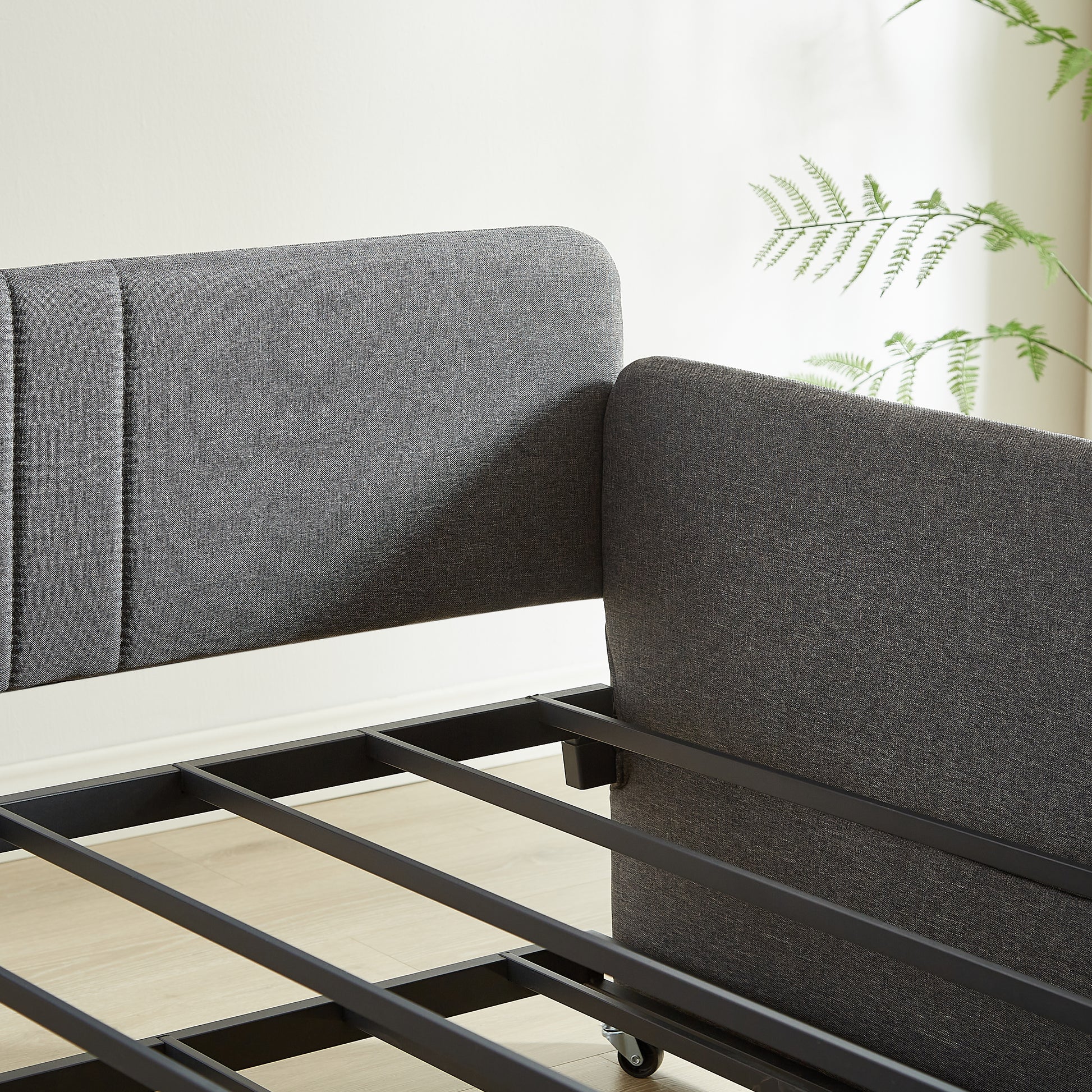 Daybed, Sofa Bed Metal Framed With Trundle Twin Size, Grey, 78.4''L X 41''W X 29.8''H. Twin Grey Iron