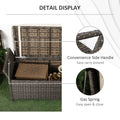 Outsunny 27 Gallon Patio Wicker Storage Bench, Outdoor Pe Rattan Patio Furniture, 2 In 1 Large Capacity Rectangle Garden Storage Box With Handles And Cushion, Cream White Brown White Steel
