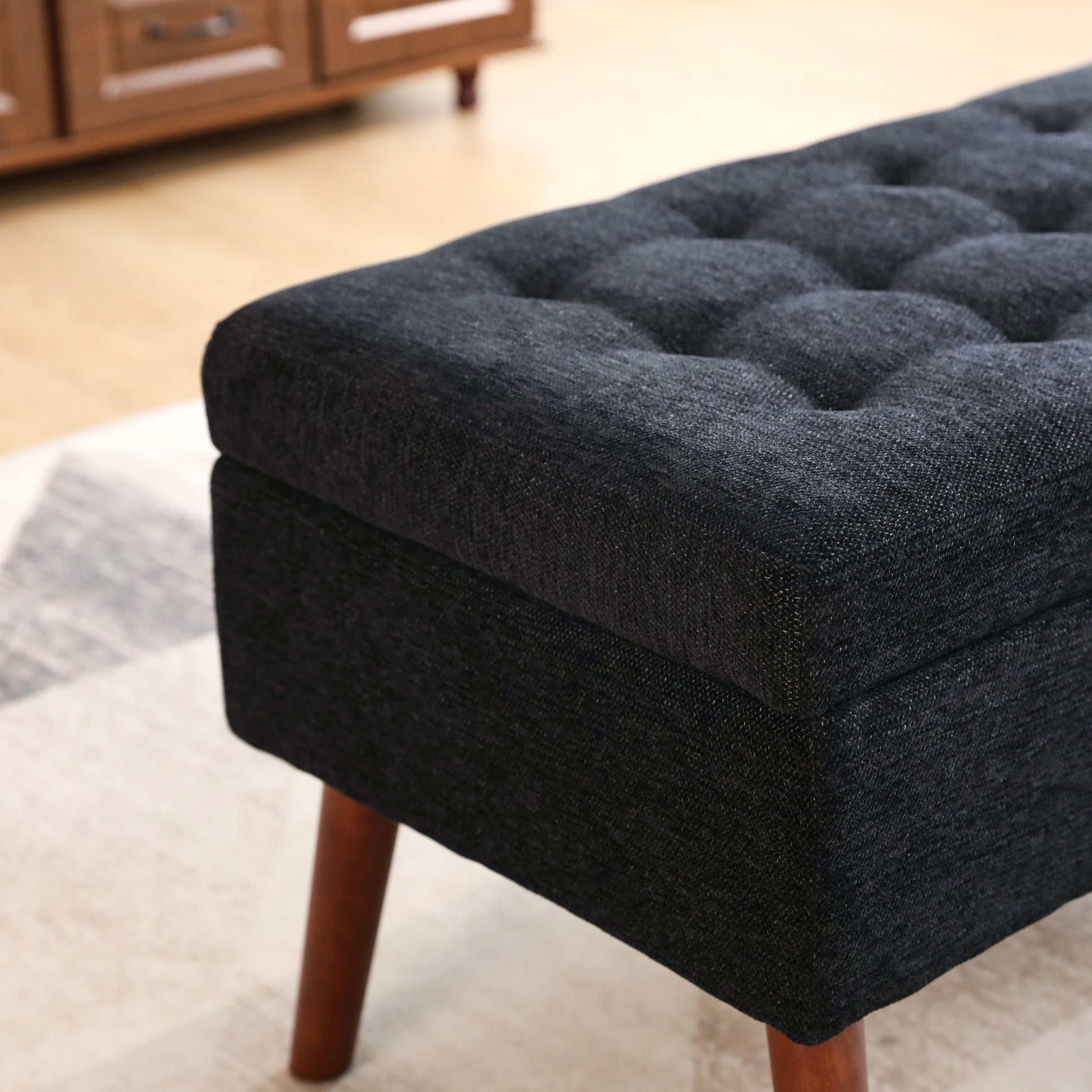 Storage Bench With Storage Bench For Bedroom End Of Bed Bench Foot Of Bed Bench Entryway Bench Storage Ottoman Bench 43.7" W X 18.1" D Black Linen Bench Black Flip Top Linen