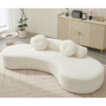 Arrived 105.5''Curved Sofa, Modern Minimalist Sofa, Cloud Couch Sofa 3 4 Seater Couch With 2 Pillows,Bedroom, No Assembly Required, Point Shaped Corduroy, Anti Wrinkle Beige Beige Polyester Primary Living Space Tight Back Soft Modern Foam Upholstered 3
