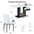 Modern Dining Table Set, 7 Piece Faux Marble Kitchen Table For 6 8, Glass Rectangular Dining Room Table With U Shaped Table Legs, Dining Table & 6 Chairs Metal White Rectangular Mdf Glass