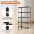 Storage Shelving Unit, Adjustable Metal Wire Racks Heavy Duty Standing Shelf Organizer For Kitchen, Closet, Pantry, Garage, Bathroom, Laundry,5 Tier Black Iron